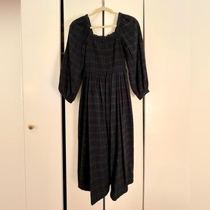 J. Crew Smocked Puff Sleeve Dress in Tartan Flannel, XS
